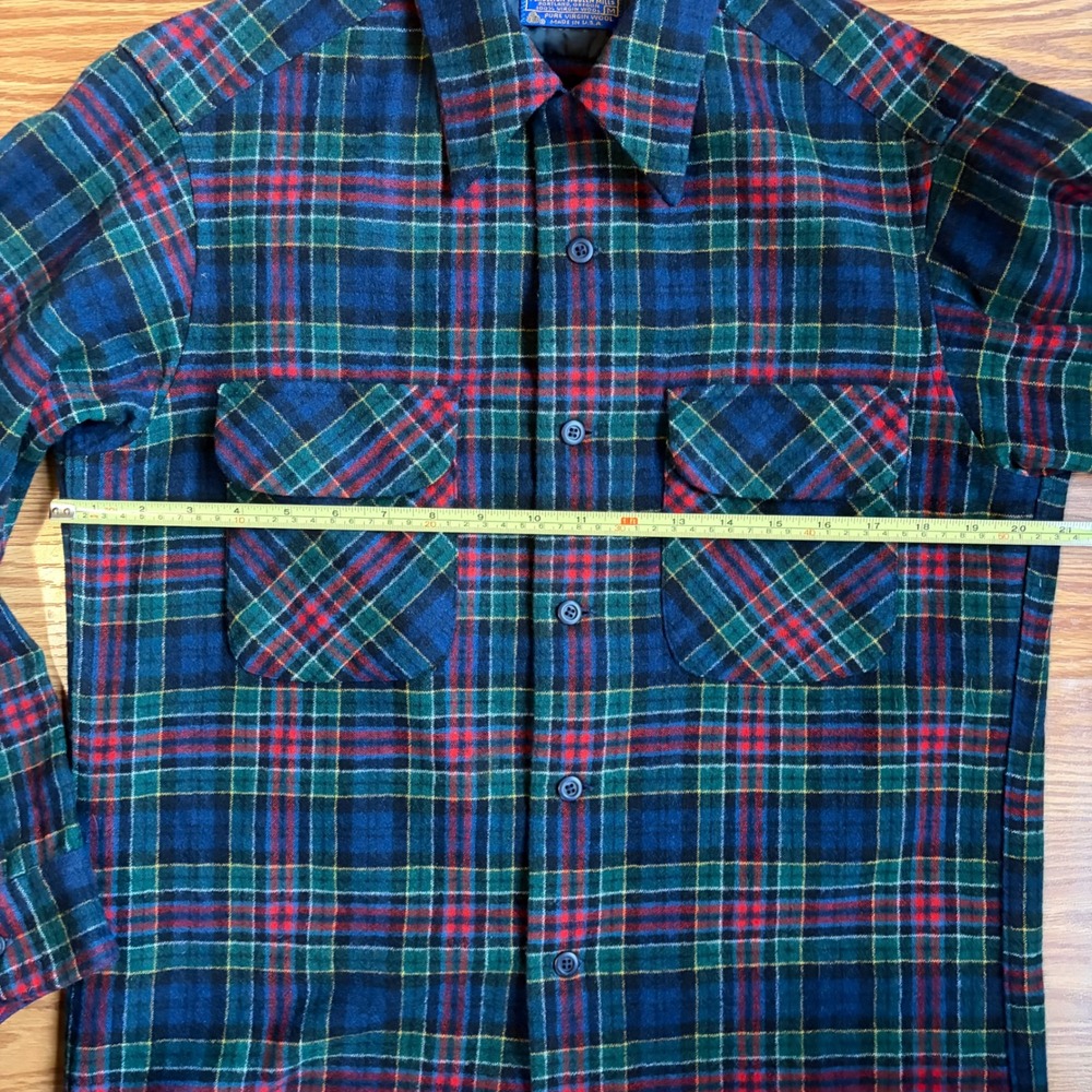 Vintage 70s/80s Pendleton Wool Field Shirt Men's M - Black Watch Tartan Plaid - Picture 6 of 9